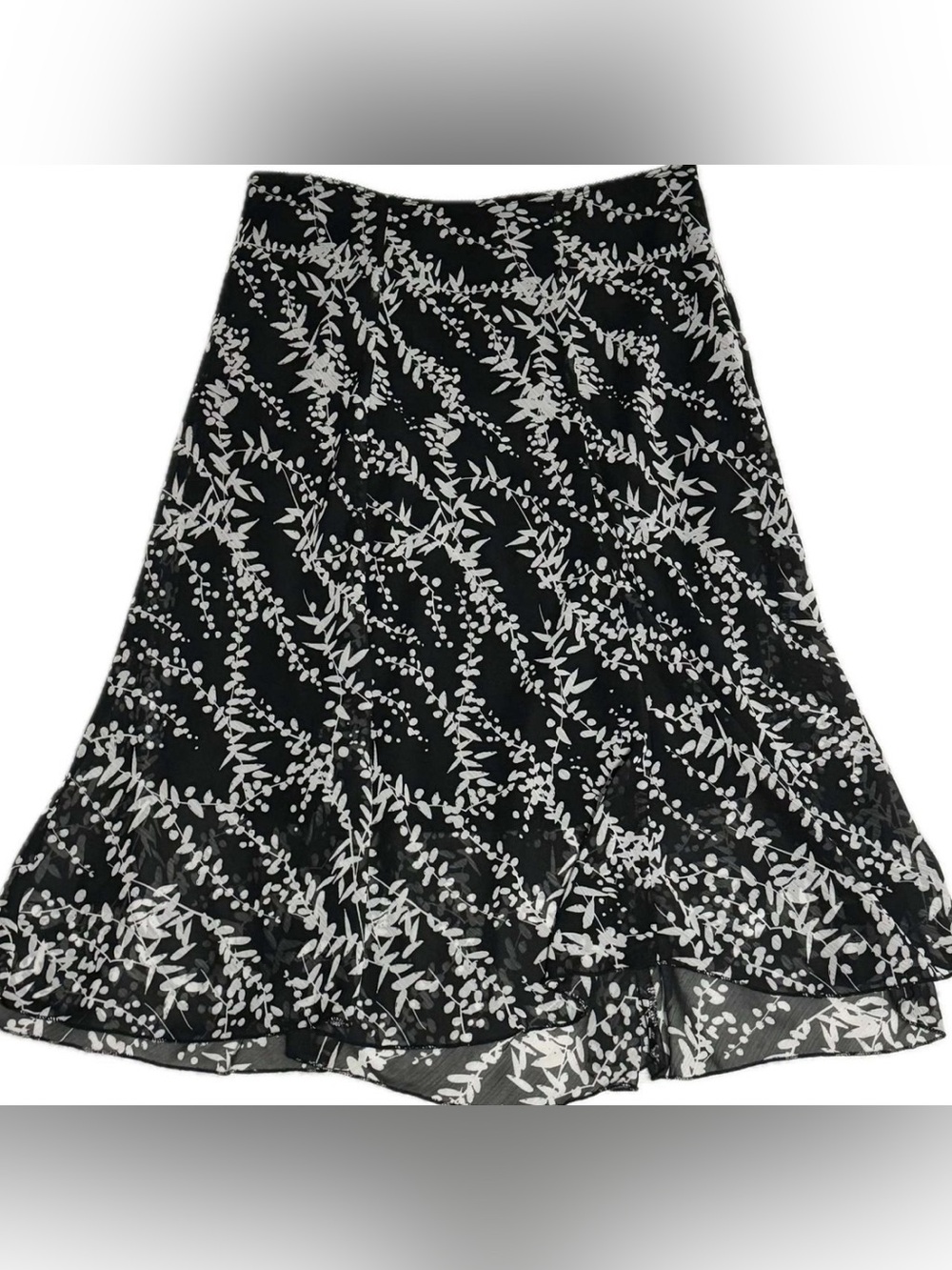 Black & White Floral A-Line Skirt - Women